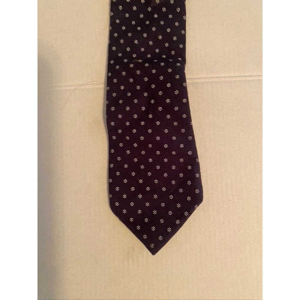 Old Navy Boys Navy Blue‎ White Floral Pin Dot Necktie XS 5 Regular Cotton